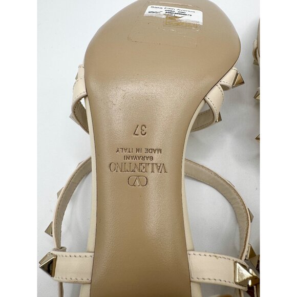 Valentino Garavani Cream Leather Rockstud Sandals 60 - Picture 11 of 15
